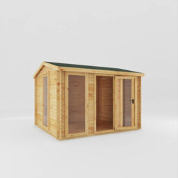 Mercia 3.5 X 3 M Reverse Apex Log Cabin - 19 mm - Timber - L313.4 X W352.8 X H259.5 Cm - Brown - thumbnail 2