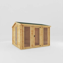 Mercia 3.5 X 3 M Reverse Apex Log Cabin - 19 mm - Timber - L313.4 X W352.8 X H259.5 Cm - Brown - thumbnail 1