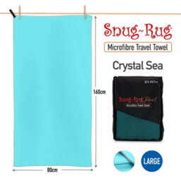 Snug Rug Microfibre Beach Towel Super Absorbent Quick Drying Lightweight Large 80 X 160Cm - Crystal Sea Blue - thumbnail 2