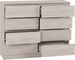 Seconique Malvern 8 Drawer Chest In Beige Urban Snow Finish Recessed Handles - thumbnail 6