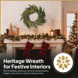 Shatchi Fir Wreath 60Cm Pe Material Artificial Touch Christmas Wreath For Home - thumbnail 9
