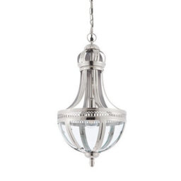 Luminosa Lighting Luminosa Vienna 1 Light Pendant Bright Nickel Plated On Solid Brass, Glass, E27 - thumbnail 2