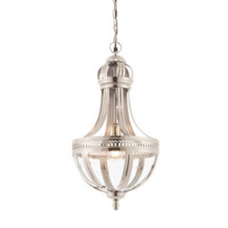 Luminosa Lighting Luminosa Vienna 1 Light Pendant Bright Nickel Plated On Solid Brass, Glass, E27 - thumbnail 1