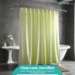 Neel Blue Lime Green Shower Curtain With 12 Hooks, Mould & Mildew Resistant - 180X180Cm - thumbnail 9