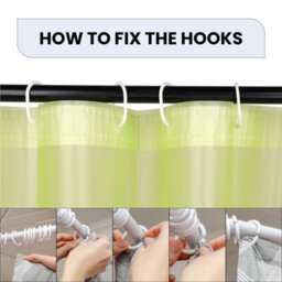 Neel Blue Lime Green Shower Curtain With 12 Hooks, Mould & Mildew Resistant - 180X180Cm - thumbnail 4