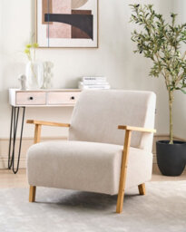 Beliani Armchair Lesja Fabric Light Beige - thumbnail 2