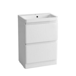 Rinse Bathrooms 600mm Free Standing Basin Vanity Cabinet Unit Bathroom Soft Close Drawers Storage Furniture Gloss White - thumbnail 2