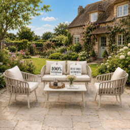 Olsen & Smith Hampton 4 Seater 5 Pcs Outdoor Garden Sofa Set 2 Seat Sofa, 2 Armchairs & Table Rust-Resistant Aluminium Frame - thumbnail 1