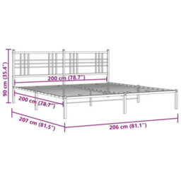 Berkfield Metal Bed Frame Without Mattress With Headboard White 200X200Cm - thumbnail 8