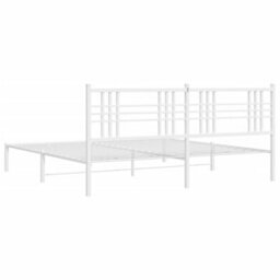Berkfield Metal Bed Frame Without Mattress With Headboard White 200X200Cm - thumbnail 6