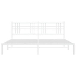 Berkfield Metal Bed Frame Without Mattress With Headboard White 200X200Cm - thumbnail 4