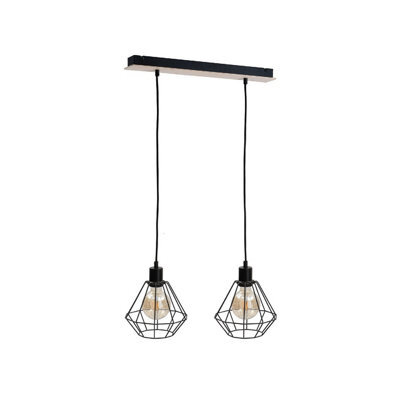 Luminosa Lighting Luminosa Atwood Bar Pendant Ceiling Light Black, Wood, 53Cm, 2X E27