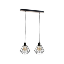Luminosa Lighting Luminosa Atwood Bar Pendant Ceiling Light Black, Wood, 53Cm, 2X E27