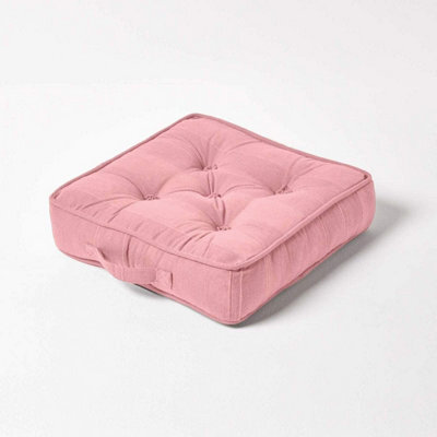 Homescapes Pink Rajput Ribbed Cotton Floor Cushion - image 1