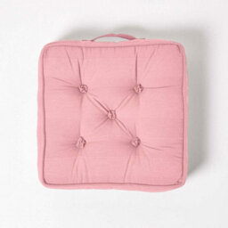 Homescapes Pink Rajput Ribbed Cotton Floor Cushion - thumbnail 3