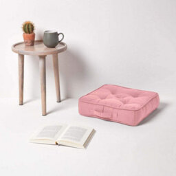 Homescapes Pink Rajput Ribbed Cotton Floor Cushion - thumbnail 2