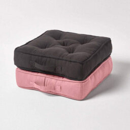 Homescapes Pink Rajput Ribbed Cotton Floor Cushion - thumbnail 6