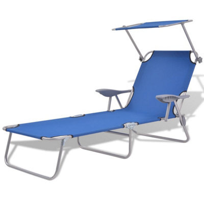 Berkfield Sun Lounger With Canopy Steel Blue - image 1
