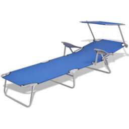 Berkfield Sun Lounger With Canopy Steel Blue - thumbnail 3