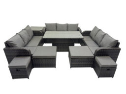 Fimous Rattan Garden Furniture Dining Set 13-Seater Patio Height Adjustable Rising Lifting Table Sofa Set With Side Table - thumbnail 1