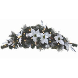 Best Artificial 3Ft White/silver Decorated Christmas Swag Arch With 20 Warm White Battery Lights
