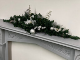Best Artificial 3Ft White/silver Decorated Christmas Swag Arch With 20 Warm White Battery Lights - thumbnail 7