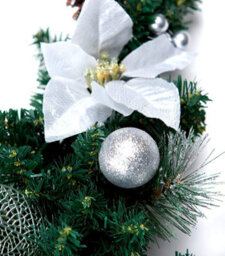 Best Artificial 3Ft White/silver Decorated Christmas Swag Arch With 20 Warm White Battery Lights - thumbnail 5