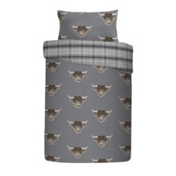Fusion Highland Cow Print With Tartan Reverse Duvet Cover Set - thumbnail 5