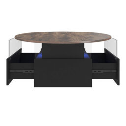 Keepreaper Round Top Led Coffee Table With 2 Storage Sliding Drawers For Home Office Table - thumbnail 8