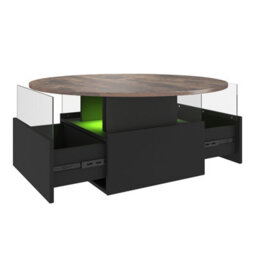 Keepreaper Round Top Led Coffee Table With 2 Storage Sliding Drawers For Home Office Table - thumbnail 9