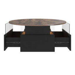 Keepreaper Round Top Led Coffee Table With 2 Storage Sliding Drawers For Home Office Table - thumbnail 7