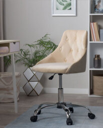 Beliani Desk Chair Parrish Velvet Beige - thumbnail 2
