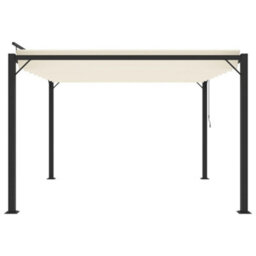 Berkfield Modern Gazebo With Louvered Roof 3X3 M Cream Fabric And Aluminium - thumbnail 4