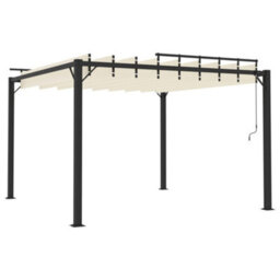 Berkfield Modern Gazebo With Louvered Roof 3X3 M Cream Fabric And Aluminium - thumbnail 5