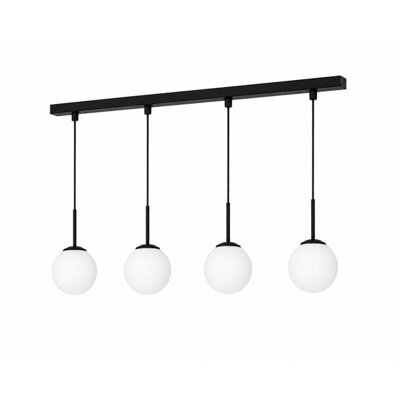Luminosa Lighting Luminosa Mondi Bar Pendant Ceiling Light Black White Glass Shade 4X E27 - image 1