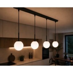 Luminosa Lighting Luminosa Mondi Bar Pendant Ceiling Light Black White Glass Shade 4X E27 - thumbnail 3
