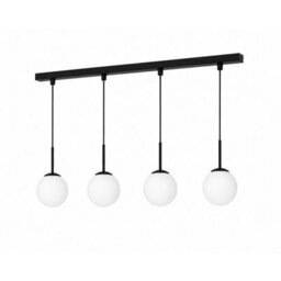 Luminosa Lighting Luminosa Mondi Bar Pendant Ceiling Light Black White Glass Shade 4X E27 - thumbnail 1