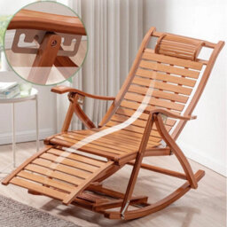 Brown 2 In 1 Folding Recliner&rocking Chair Sun Lounge Patio Pool Lounger Rocking Swing Chair - thumbnail 1
