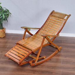 Brown 2 In 1 Folding Recliner&rocking Chair Sun Lounge Patio Pool Lounger Rocking Swing Chair - thumbnail 3