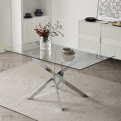 Home Detail Lila 120Cm Rectangle Glass Dining Table With Silver Legs - image 1