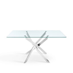 Home Detail Lila 120Cm Rectangle Glass Dining Table With Silver Legs - thumbnail 2