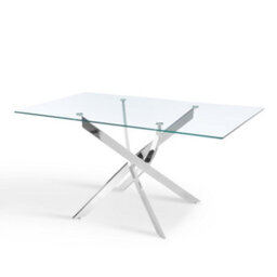 Home Detail Lila 120Cm Rectangle Glass Dining Table With Silver Legs - thumbnail 3