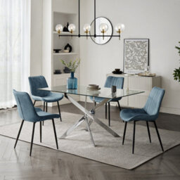 Home Detail Lila 120Cm Rectangle Glass Dining Table With Silver Legs - thumbnail 7