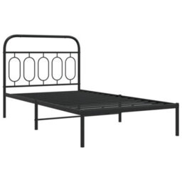 Berkfield Metal Bed Frame Without Mattress With Headboard Black 107X203Cm - thumbnail 3