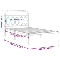 Berkfield Metal Bed Frame Without Mattress With Headboard Black 107X203Cm - thumbnail 8