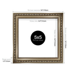 5X5 Gunmetal  Ornate Picture Frame (12.7 X 12.7Cm) Poster, Photo, Artwork, Gallery Wall Or Print - thumbnail 2
