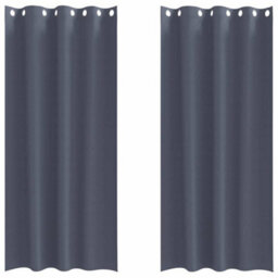 Berkfield Curtains With Curtains 2 Pcs Anthracite 225 X 140 Cm Polyester - thumbnail 2