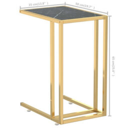 Berkfield Stylish Computer Side Table Black Marble 50X35X65 Cm Tempered Glass - thumbnail 7