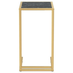 Berkfield Stylish Computer Side Table Black Marble 50X35X65 Cm Tempered Glass - thumbnail 3