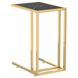 Berkfield Stylish Computer Side Table Black Marble 50X35X65 Cm Tempered Glass - thumbnail 1